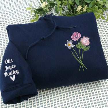 Birth Flower Embroidered Sweatshirt – Custom Mama Sweatshirt with Kids’ Names – Grandma’s Garden Gift – Personalized Mother’s Day Sweatshirt